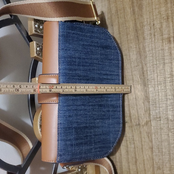 True Religion Women's Denim Saddle Bag with Oversized Horseshoe Logo Crossbody - Picture 11 of 11